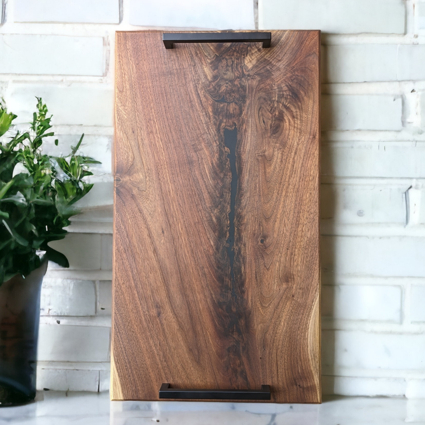 Walnut Charcuterie Board With Black Hardware